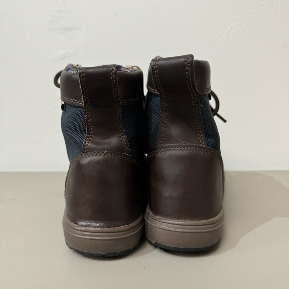 Lems Boulder Boots Size 42 Blue Brown Leather Mesh Barefoot Wide Toe - Picture 10 of 16